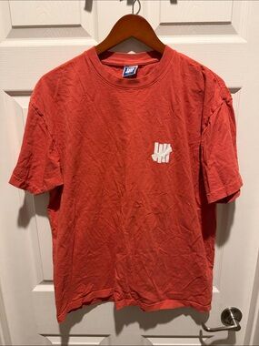 Undefeated Coral Red Short-Sleeve Tee with White Logo